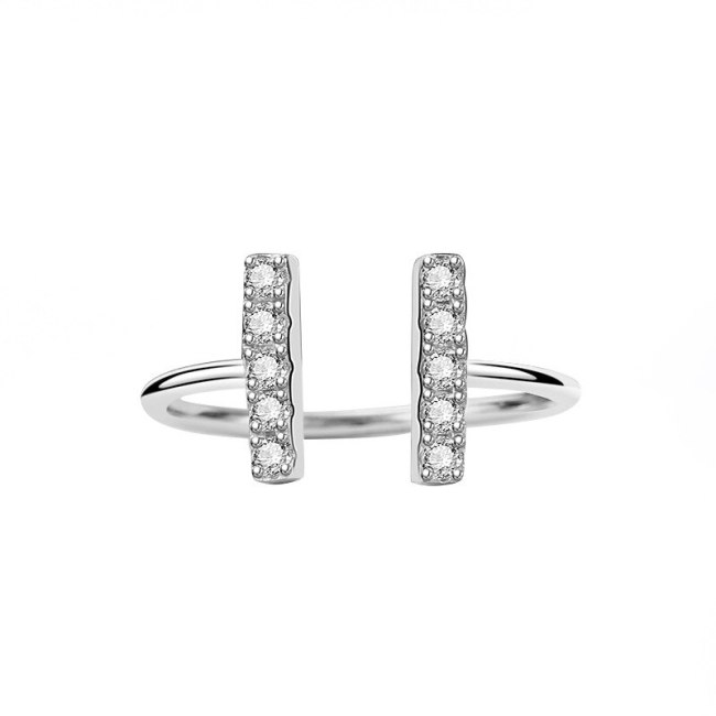 S925 Sterling Silver Zircon Ring Female Fashion European and American Micro Diamond Set Simple Ring Silver Mlk700