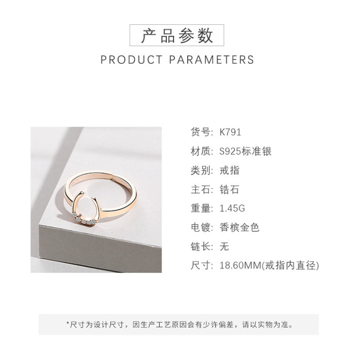 S925 Sterling Silver Ring Ornament Female Korean-Style All-match U-Shaped English Lettered Ring Wholesale Mlk791