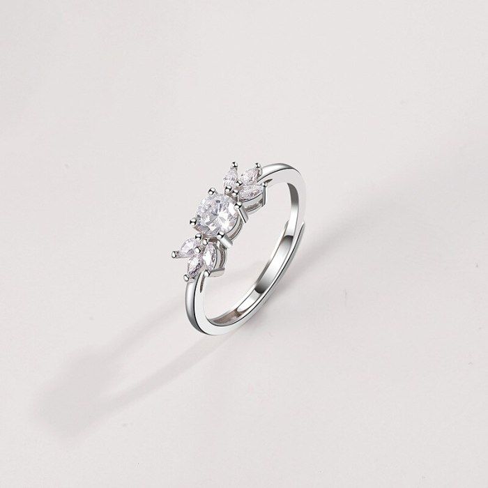 S925 Sterling Silver Zircon Ring Female Fashion Retro Korean Diamond Ring Silver Mlk823