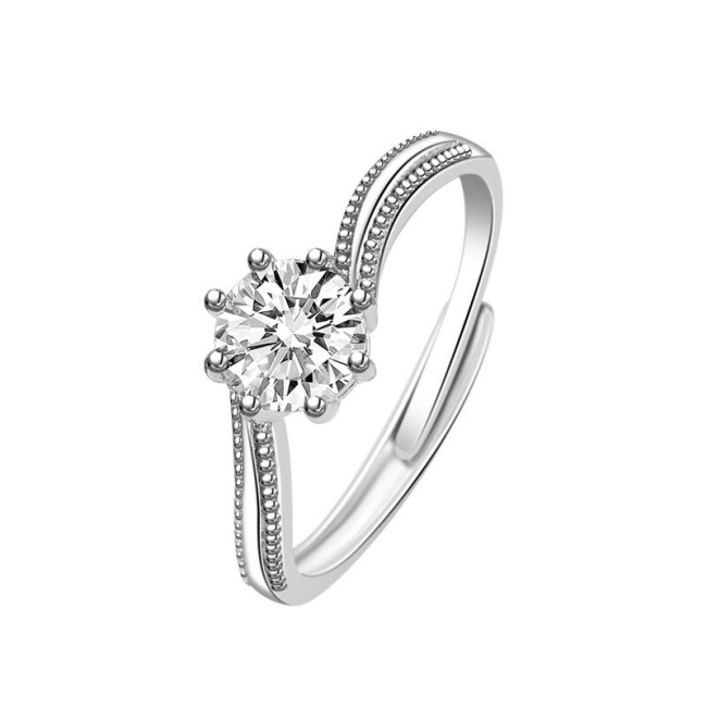 S925 Sterling Silver Moissanite Carat Ring for Women Ins Korean Version of the Ornament Open Port Diamond Ring Wholesale MlK676