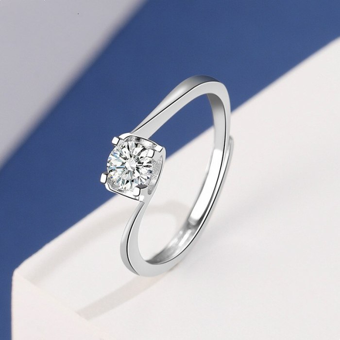 S925 Sterling Silver Ring 2020 Japan and South Korea New Four Claw Micro Pave Zircon Ring Jewelry  Mlk832
