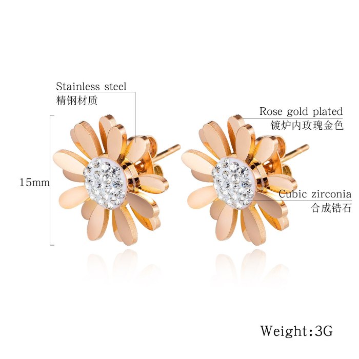 Japanese and Korean Daisy Flower Earrings Female Temperament Hipster Women Girls Cool Simple Student Ear Stud Earing Gb580