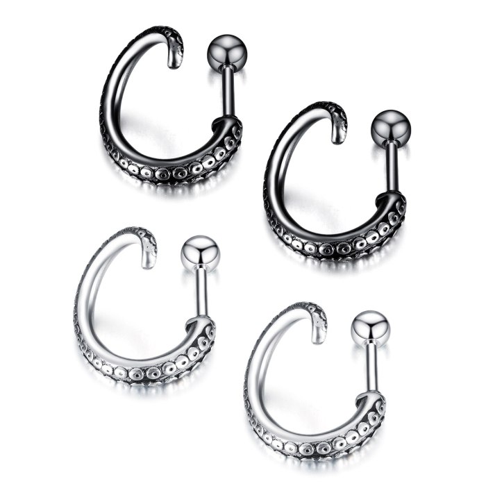 Earrings Classic Vintage Men's Stainless Steel Octopus Tentacles Earrings Trendy Punk Style Stud Earring Jewelry Gb579