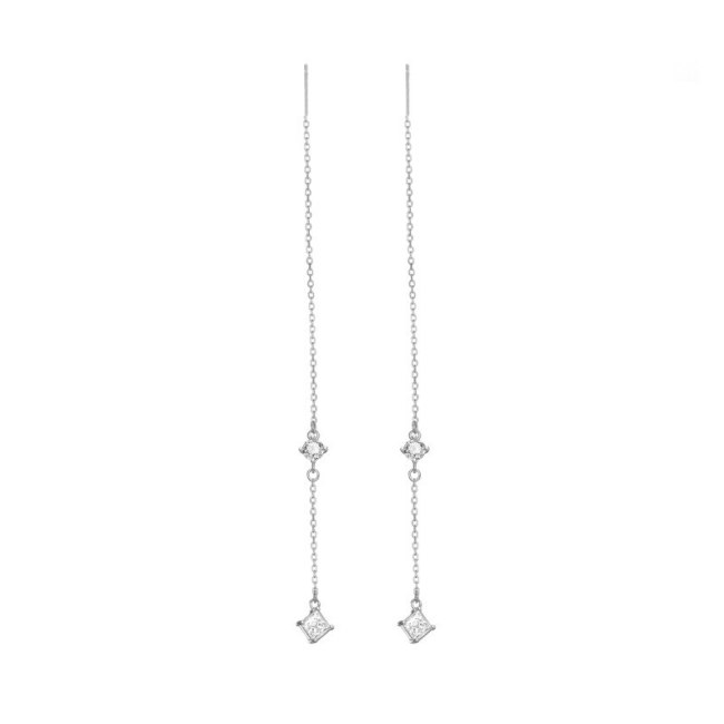 S925 Sterling Silver 2020 Long Tassel Zircon Hanging Earrings Japanese and Korean Popular Women Ear Rings Ear Stud Mle2143