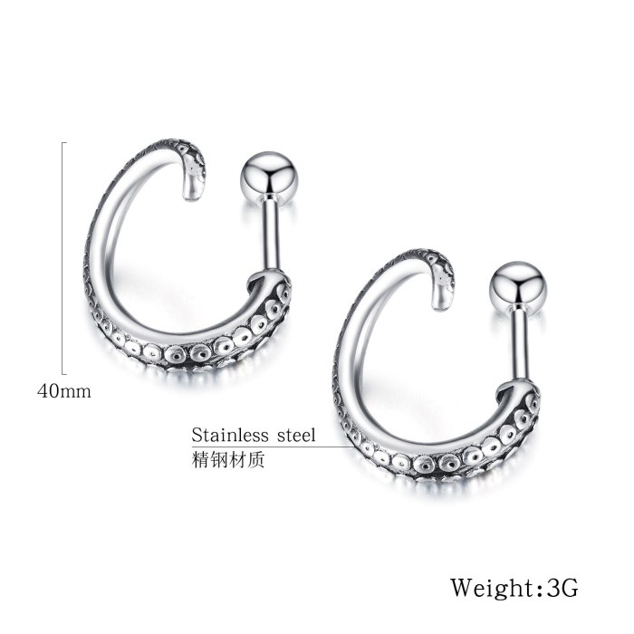 Earrings Classic Vintage Men's Stainless Steel Octopus Tentacles Earrings Trendy Punk Style Stud Earring Jewelry Gb579