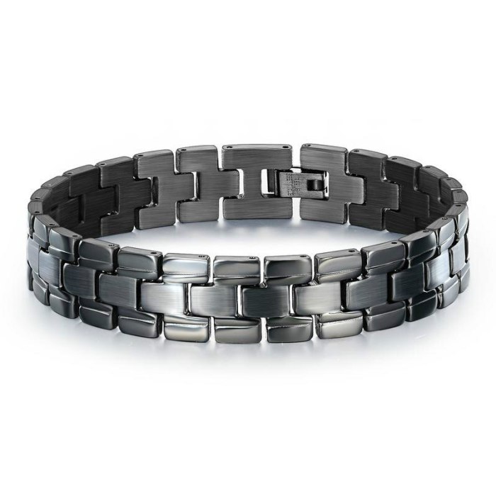 New Stainless Steel Bracelet Wholesale Electroplated Black Titanium Steel Watch Chain Men's Titanium Steel Bracelet Gb1048