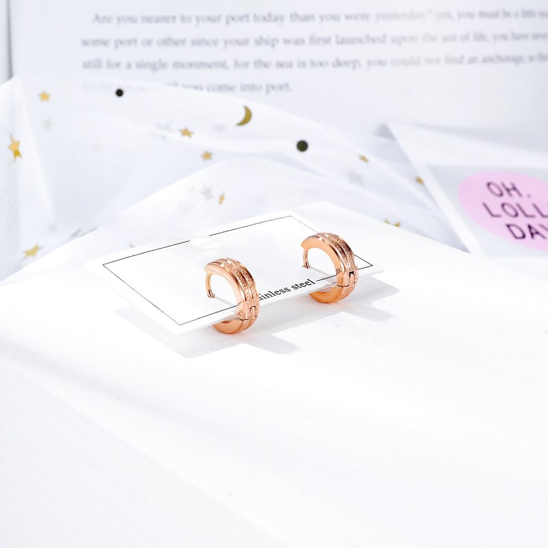 New Ear Stud Cool Fashion Stainless Steel Rose Gold Groove Frosted Women Ear Stud Earrings Gifts Gb586