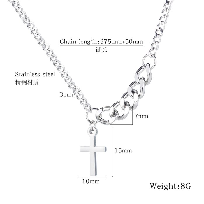 Korean-Style Stainless Steel Necklace Fashion Retro Cross Necklace Female Titanium Steel Simple Clavicle Chain Wholesale Gb1694