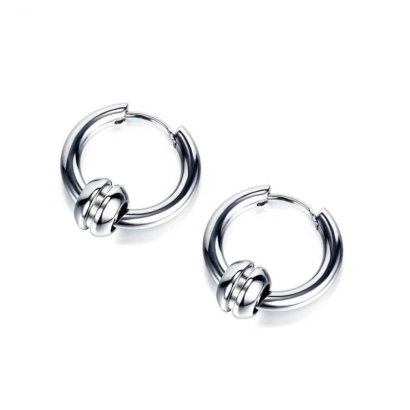 Korean Style Street Racket Men's Titanium Steel Circle Earrings Stud Earring Wholesale Gb602