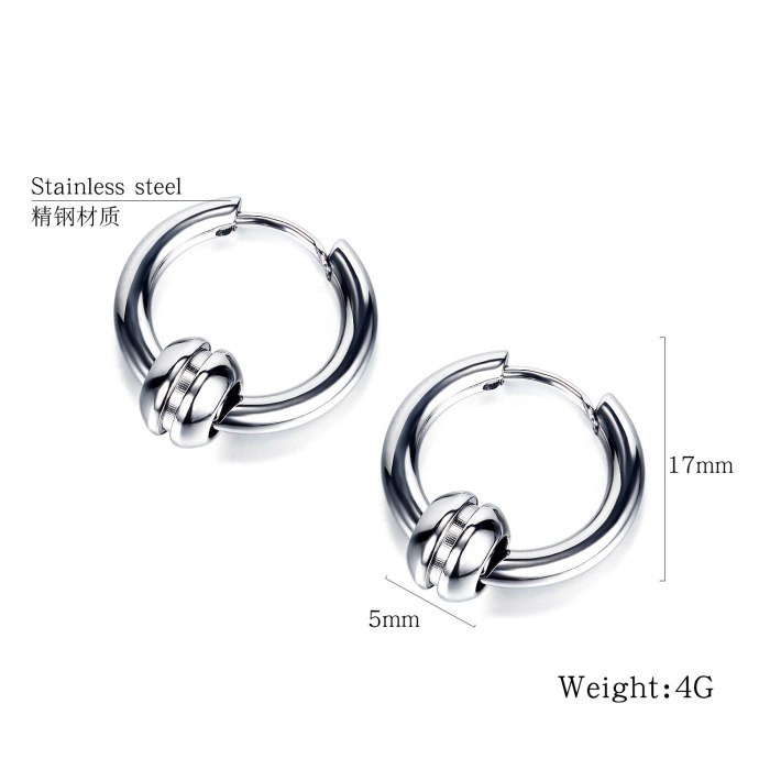 Korean Style Street Racket Men's Titanium Steel Circle Earrings Stud Earring Wholesale Gb602