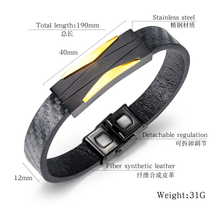 New Leather Bracelet Korean Simple and All-match Men's Titanium Steel Leather Bracelet Personalized Jewelry Wholesale Gb1400