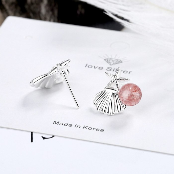 Shell Starfish Stud Earring Female Simple Student All-match Fresh Strawberry Earring Small and Exquisite Girl Jewelry Xzed886