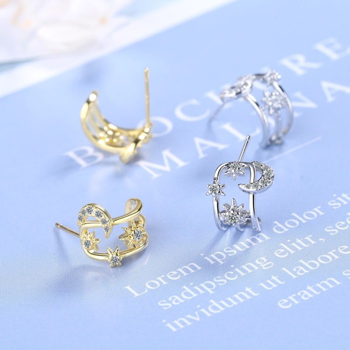 Semicircle Stud earring Women's Korean-Style Fashion Hipster Full Diamond Xingyue Simple Elegant Ear Rings Xzed890