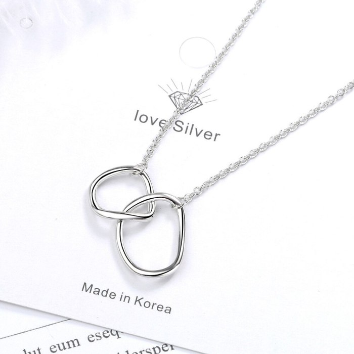 Irregular Circle Necklace Double Ring Buckle Clavicle Chain Simple Jewelry  Female Xzdz513