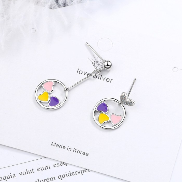 Love Earrings Korean Temperament Net Red Romantic Elegant Heart-to-Heart Asymmetric Earrings Xzed888