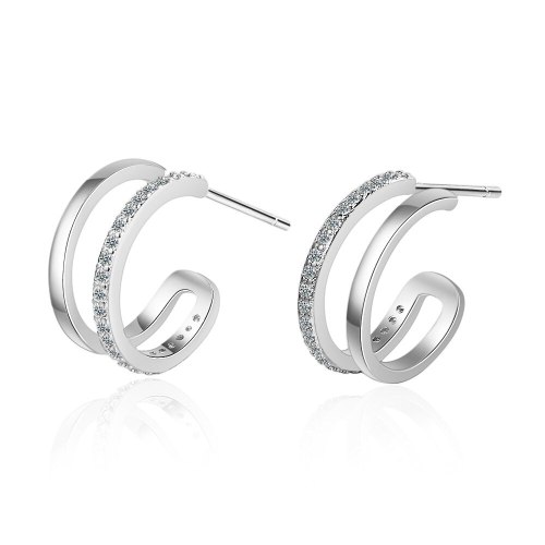 Small Earrings Women's Simple Small Exquisite Half Circle Stud Earring Elegant Diamond Set New Ear Stud Ear Pendant Xzed889