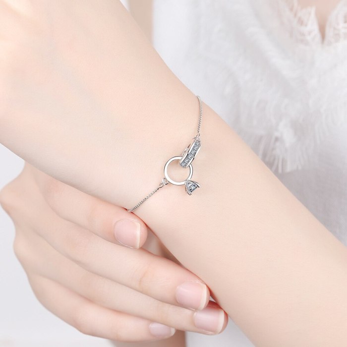Korean Version of The Simple Geometric Bicyclic Bracelets Female Temperament Students Parquet Zircon Hand Jewelry XzSL182
