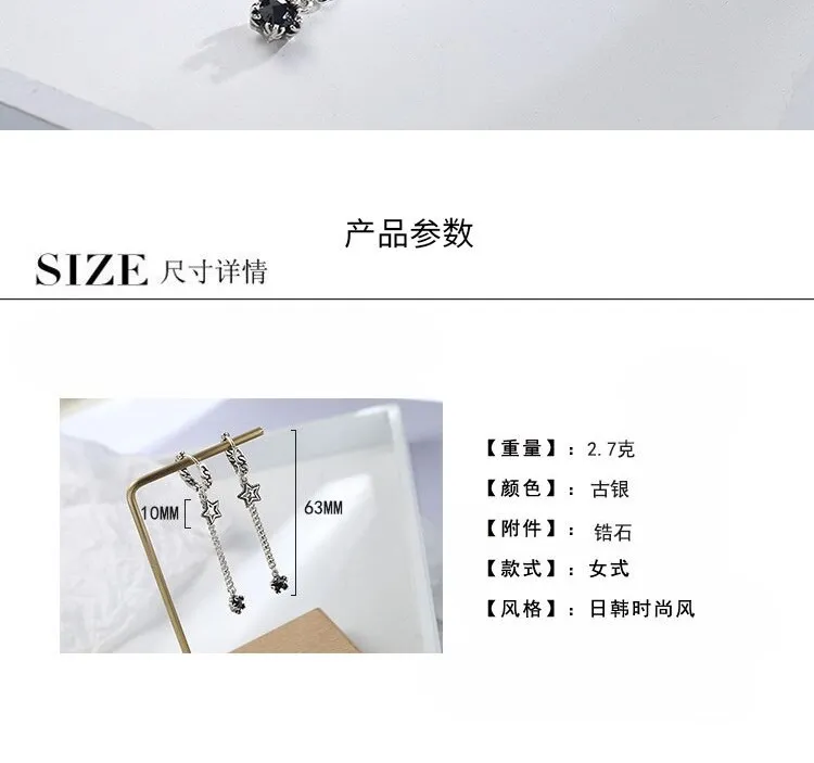 Vintage Earrings Women's Korean-Style Hipster Five-Pointed Star Tassel Long Ear Jewelry  Xzeh557