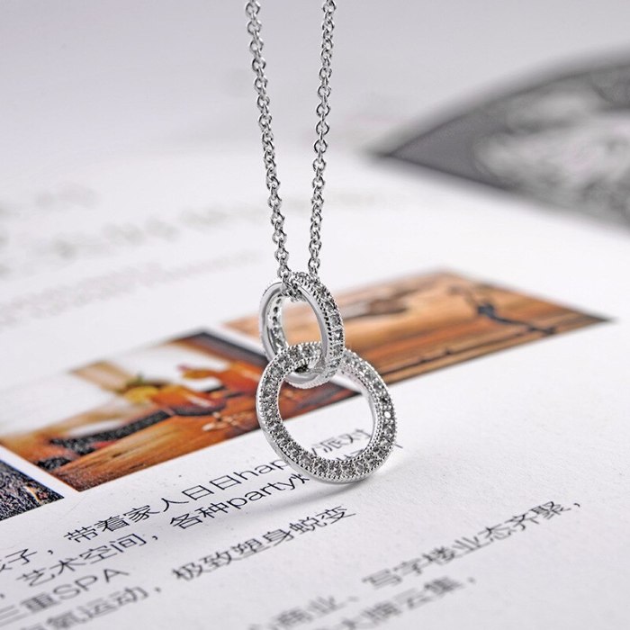 Fashion Simple Micro Pave AAA Zircon Double Coils Necklace Gold Plated New Style Necklace 77070