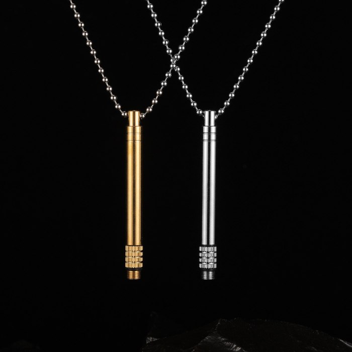 Stainless Steel Cool All-match Men's Titanium Steel Necklace Rock Street Popular Cylindrical Pendant Wholesale Gb1699