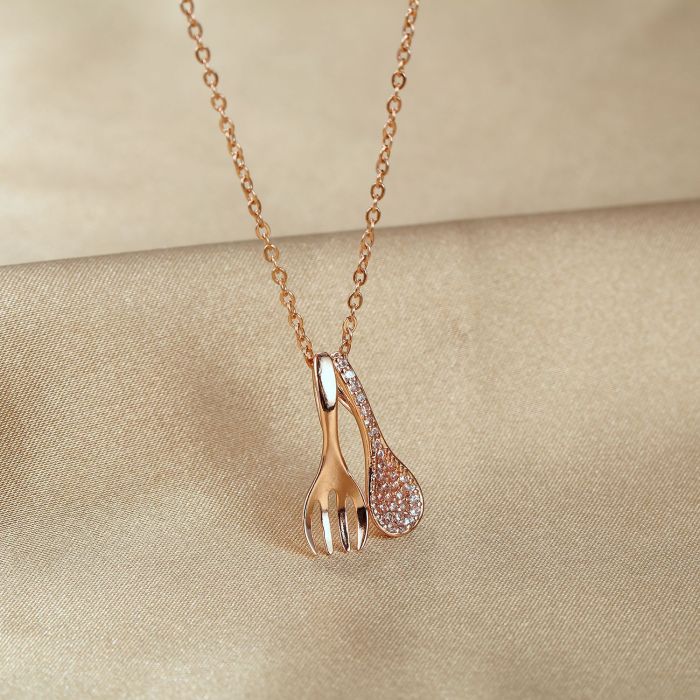 2020 New Fashion Stainless Steel Necklace Spoon Fork Pendant Clavicle Chain Necklace Gb1683