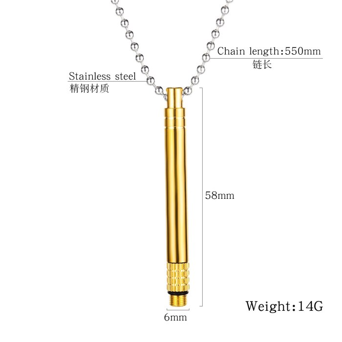 Stainless Steel Cool All-match Men's Titanium Steel Necklace Rock Street Popular Cylindrical Pendant Wholesale Gb1699