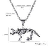Stainless Steel Vintage Dinosaur Skeleton Necklace Pendant Cool Assertive Men's Titanium Steel Unicorn Necklace Wholesale Gb1669
