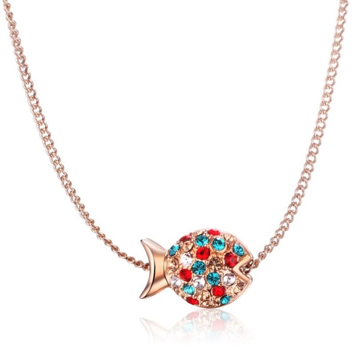 Necklace Jewelry Women's Fashion Korean-Style Cool Crystal Small Goldfish Necklace Summer 400430