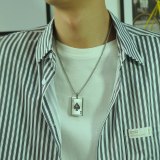 New Wholesale Fashion All-match Titanium Steel Black Peach a Poker Pendant Cool Fashion Men's Necklace Gb1670
