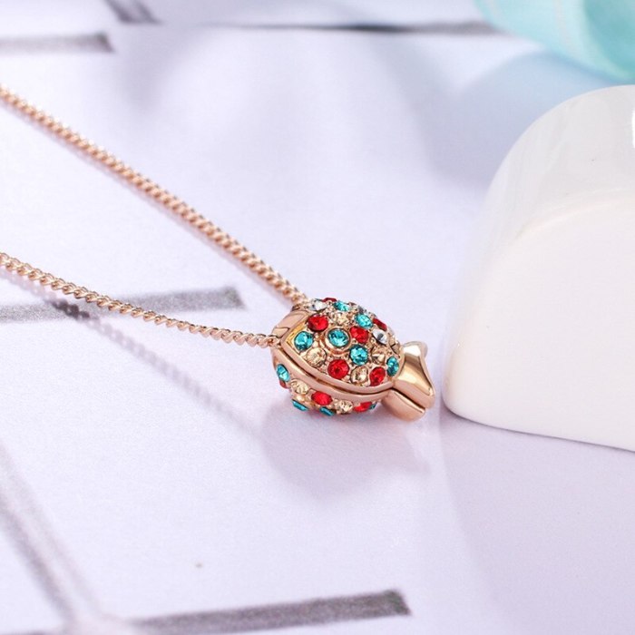 Necklace Jewelry Women's Fashion Korean-Style Cool Crystal Small Goldfish Necklace Summer 400430