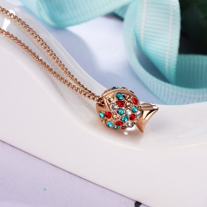 Necklace Jewelry Women's Fashion Korean-Style Cool Crystal Small Goldfish Necklace Summer 400430
