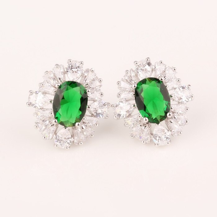 Flower Stud Earrings Copper Inlaid AAA Crystal Zircon Stud Earrings Fashion Jewelry Earrings Accessories Qxwe952
