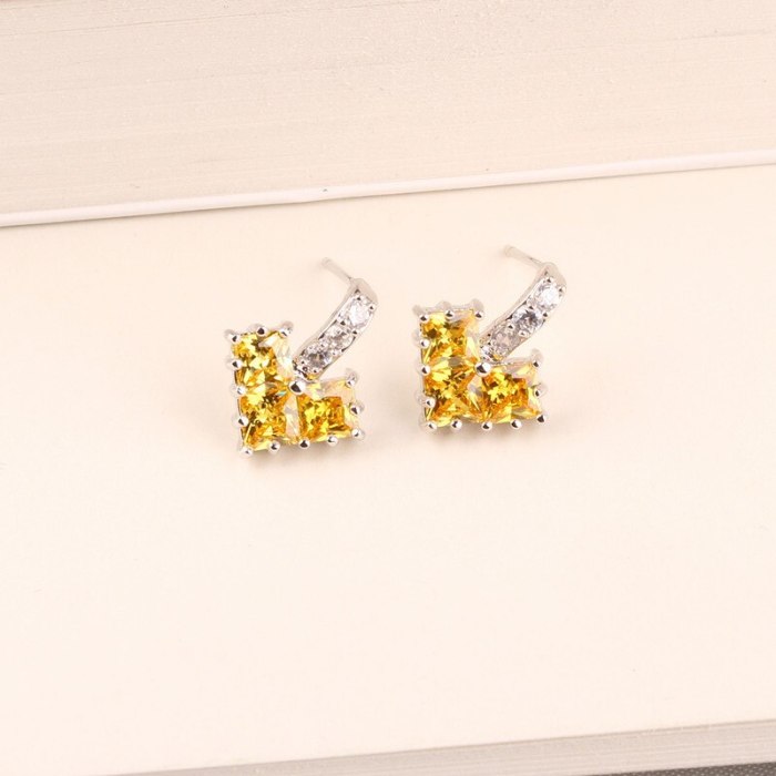AAA Zircon Inlaid Stud Earring Copper Inlaid Jewelry Wholesale Korean Simple and Versatile Stud Earring Lovely Earring Qxwe909