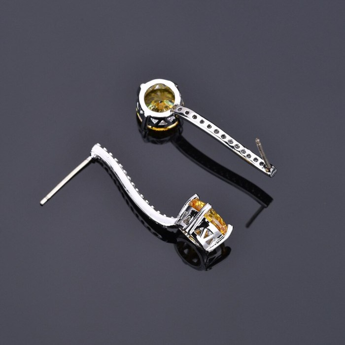 Creative New Ear Stud AAA Zircon Inlaid Long Earrings Sterling Silver Pin Fashion Jewelry Qxwe919