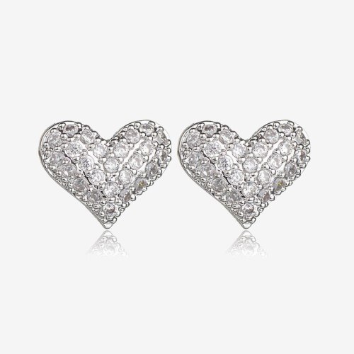 Heart-Shaped  Stud Earring S925 Sterling Silver Ear Pin  Zircon Micro Pave Female Earring Korean Fashion Accessories Qxwe928