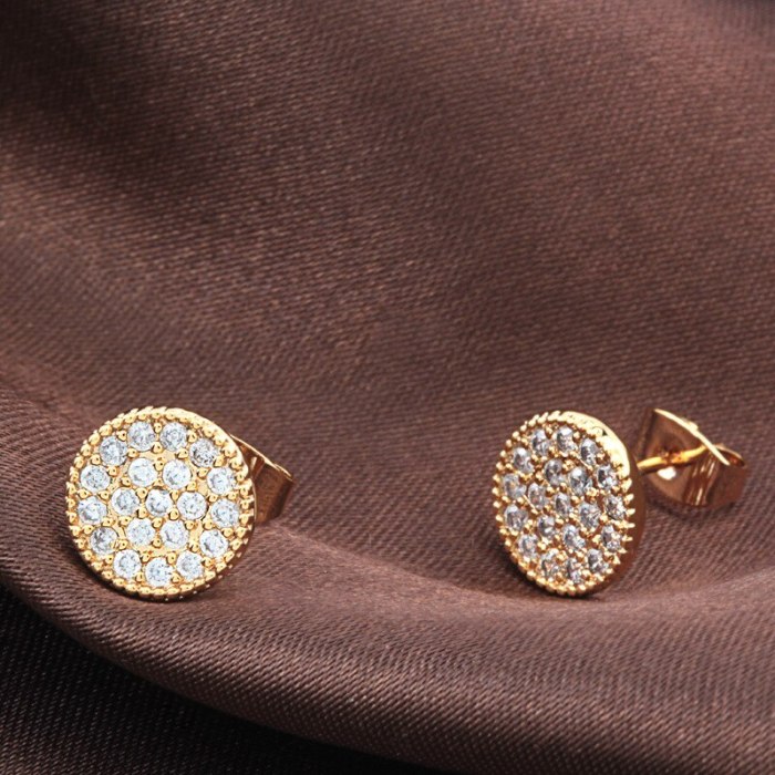 Korean-Style Ruby Round  Stud Earring AAA Zircon Copper Micro Pave Earrings 925 Silver Pin Qxwe642