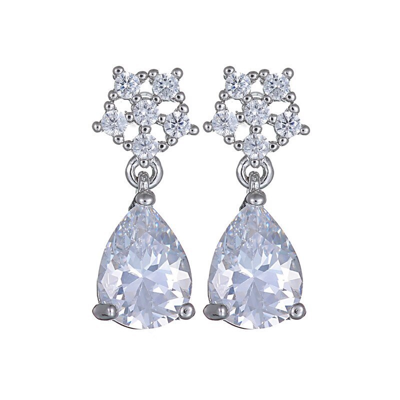Ruby Flower Drop Earrings 925 Sterling Silver  Stud Earrings Zircon Inlaid Exquisite Female Gift Qxwe828