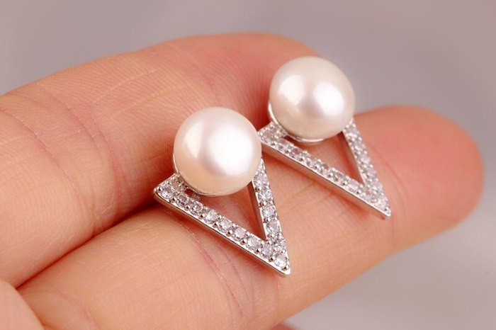 Triangle Temperament Freshwater Pearl Simple  Stud Earring Women's Korean-Style All-match Earrings Jewelry Qxwe889