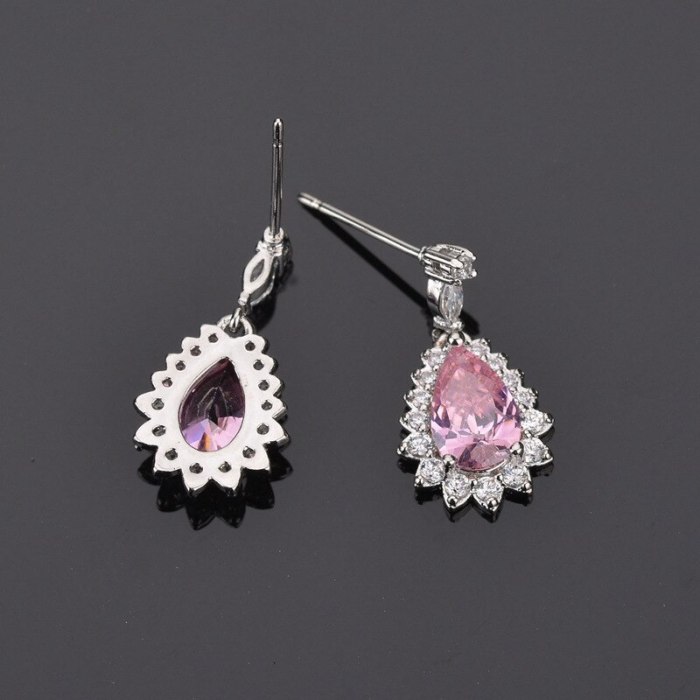 Drop Earrings Copper Inlaid AAA Zircon Crystal Stud Earring Korean Fashion Fine Earring Jewelry Qxwe757