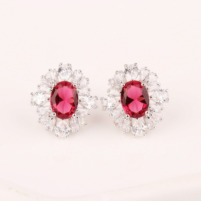 Flower Stud Earrings Copper Inlaid AAA Crystal Zircon Stud Earrings Fashion Jewelry Earrings Accessories Qxwe952
