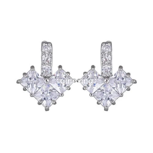 AAA Zircon Inlaid Stud Earring Copper Inlaid Jewelry Wholesale Korean Simple and Versatile Stud Earring Lovely Earring Qxwe909
