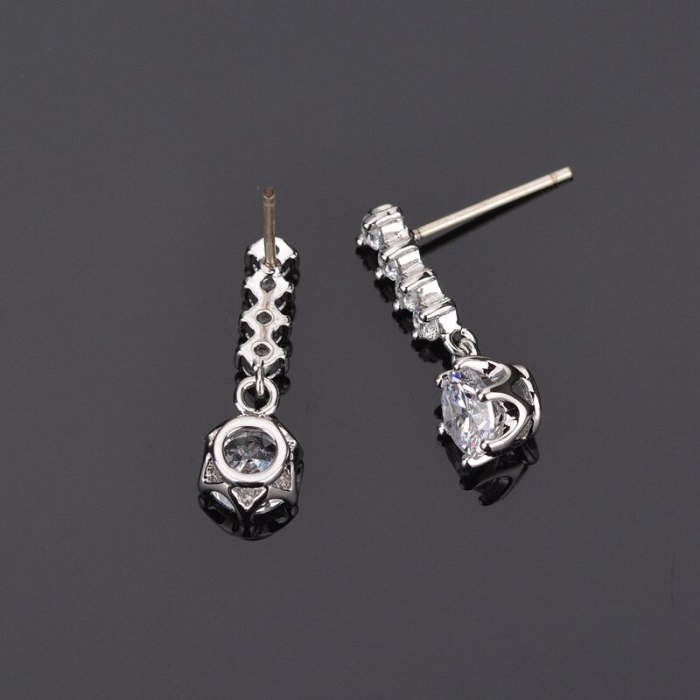 Korean-Style Pure Silver Stud Earring Female Ear Stud Simple Elegant Earring Pendant Qxwe768