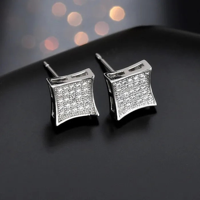 Square  Stud Earring Jewelry AAA Zircon Micro Pave European and American Quality Stud Earring Fashion Luxury Jewelry Qxwe772