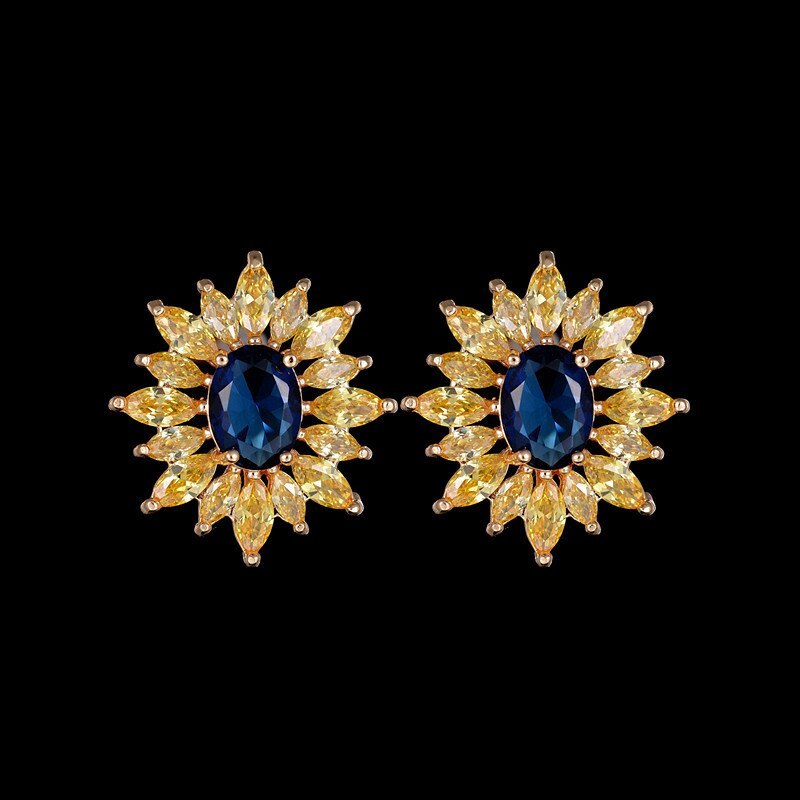 Fashion Atmosphere AAA Zircon Inlaid  Stud earring  18K Gold Earrings jewelry Qxwe1044