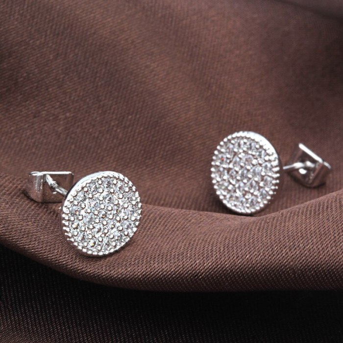 Korean-Style Ruby Round  Stud Earring AAA Zircon Copper Micro Pave Earrings 925 Silver Pin Qxwe642