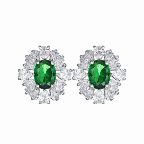 Flower Stud Earrings Copper Inlaid AAA Crystal Zircon Stud Earrings Fashion Jewelry Earrings Accessories Qxwe952