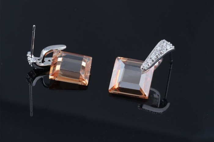 Crystal Zircon Earrings Double-Sided Zircon Stud Earrings Korean Fashion Earrings Jewelry Qxwe466
