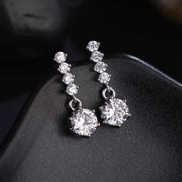 Korean-Style Pure Silver Stud Earring Female Ear Stud Simple Elegant Earring Pendant Qxwe768