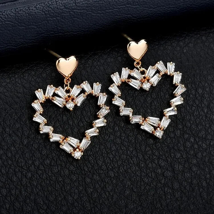 Big Lovely Earrings AAA Zirconium Inlaid Ear Stud Korean Fashion Exquisite Stud Earrings S925 Sterling Silver Pin Qxwe1288