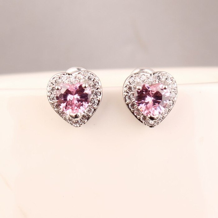 Lovely AAA Crystal Zircon Earrings Korean-Style Simple Stud Earrings 925 Silver Pin Girl's Earrings Qxwe699